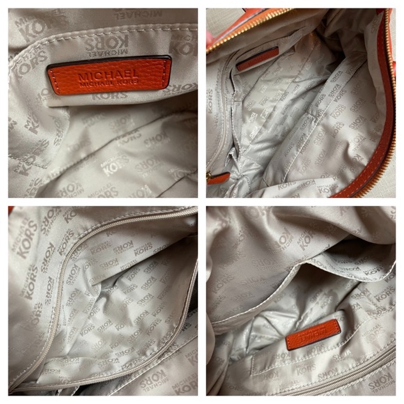 MICHAEL KORS Orange Gold Logo Pebbled Leather Handbag / Bag / Purse - Picture 11 of 12